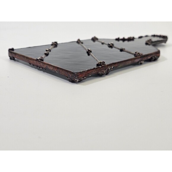 Antique Stained Glass Handmade Mirror Trinket Jewelry Box Vanity Set Art Deco - Picture 5 of 15